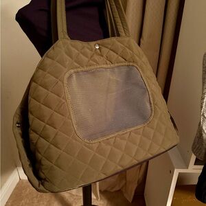 Quilted Olive Green Pet Carrier Bag